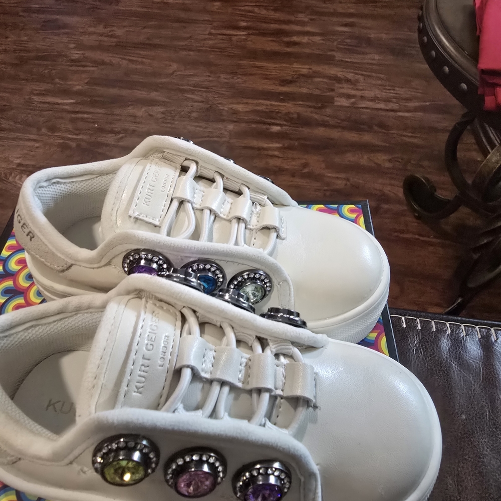 Kurt Geiger Kids White Sneakers with Colorful Gemstones